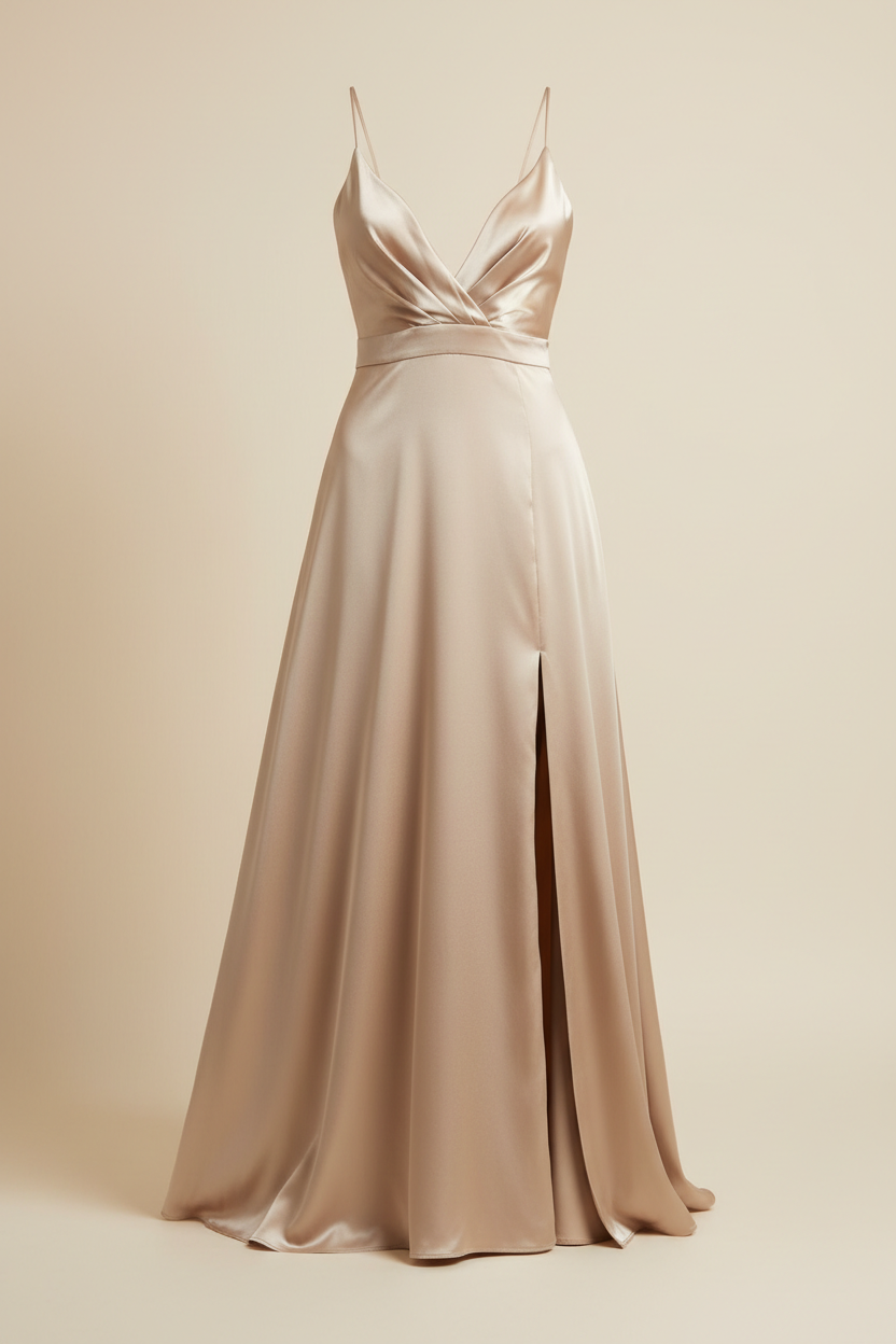 Robe longue satinée